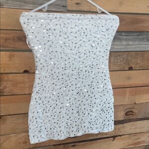 White Sequin Mini Dress